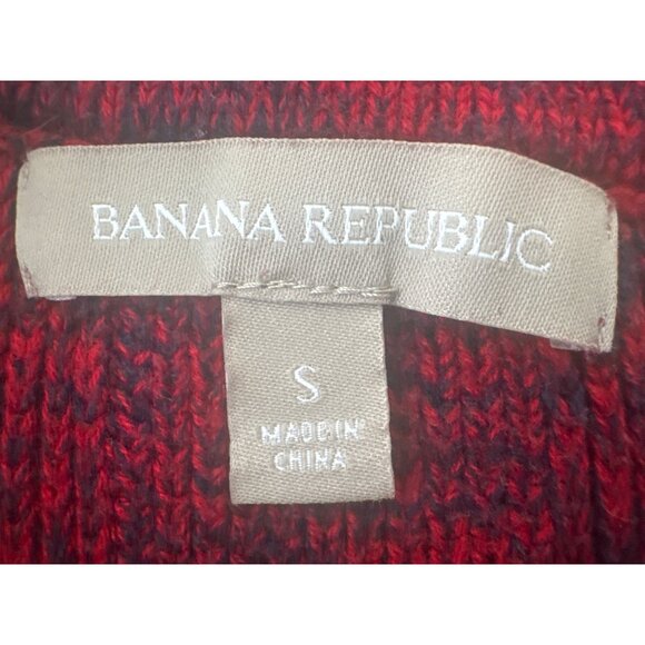 2/$30 Banana Republic Red & Black Small Knit Sweater Cotton/Nylon - Picture 4 of 13